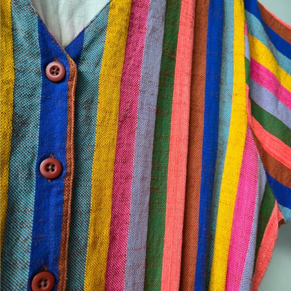 Ace & Jig Striped Rainbow Romper Jumpsuit $345 Organic Cotton Womens Large EUC - Picture 6 of 12